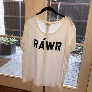white "rawr" tee